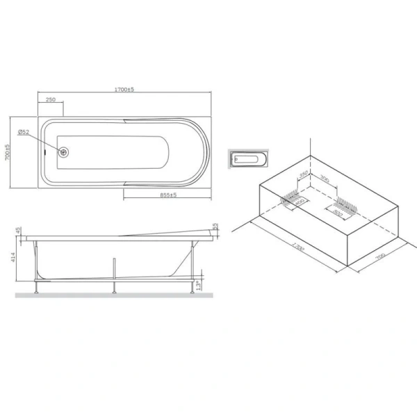 Ванна акриловая Am.Pm Like 170х70 см белая, акриловые - фото 2