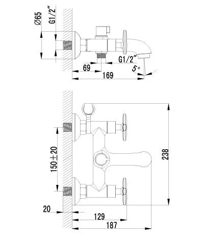 Смеситель для ванны Lemark Plus Spirit LM1912C - фото 2