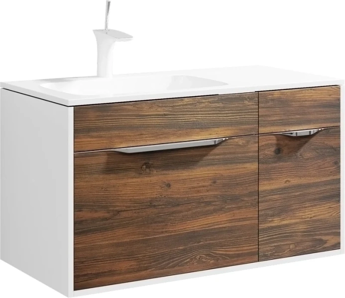 Тумба под раковину подвесная Aqwella Malaga 90 см крафт темный, левосторонняя, подвесная, пристенная - фото 4