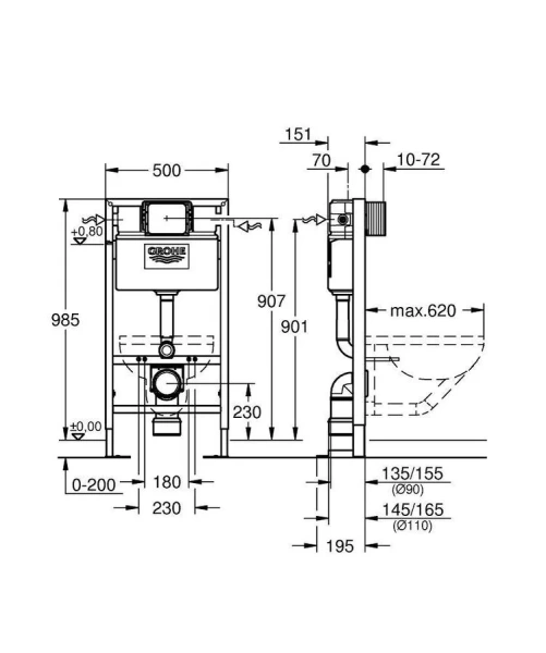 Инсталляция для подвесного унитаза Grohe Rapid SL - фото 2