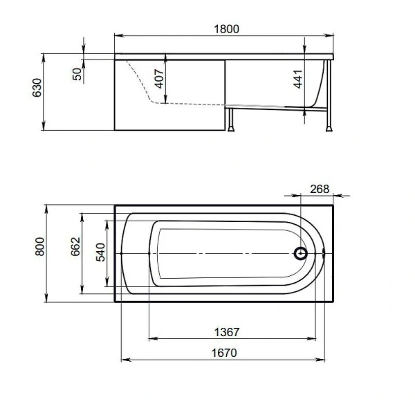 Ванна акриловая Timo Mika 180x80 см белая - фото 2