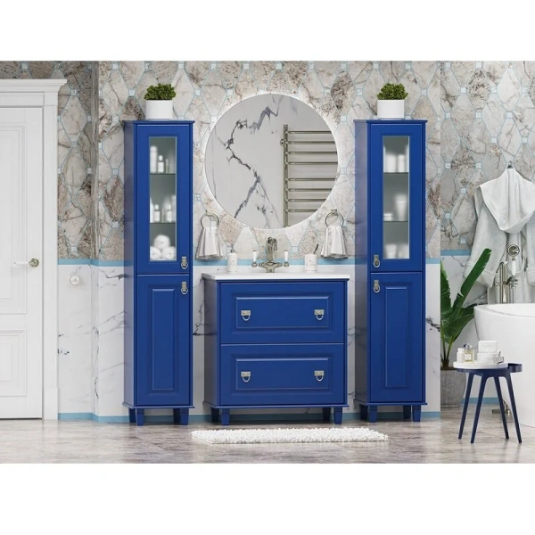 Тумба под раковину напольная Misty Версаль 80 см синяя, нет в наличии - фото 2