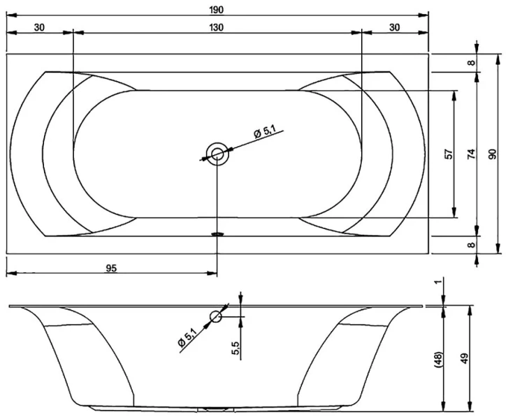 Ванна акриловая Riho Linares Velvet 180x80 см белая, акриловые - фото 2