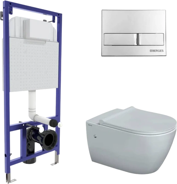 Унитаз с инсталляцией BERGES Mascon сиденье дюропласт - фото 1