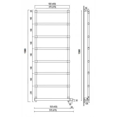 Полотенцесушитель электрический цвет:сатин Margaroli 370-542-8 Box, 8 секций - фото 2