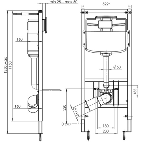 Инсталляция для унитаза АНИ Пласт с клавишей хром глянец - фото 2