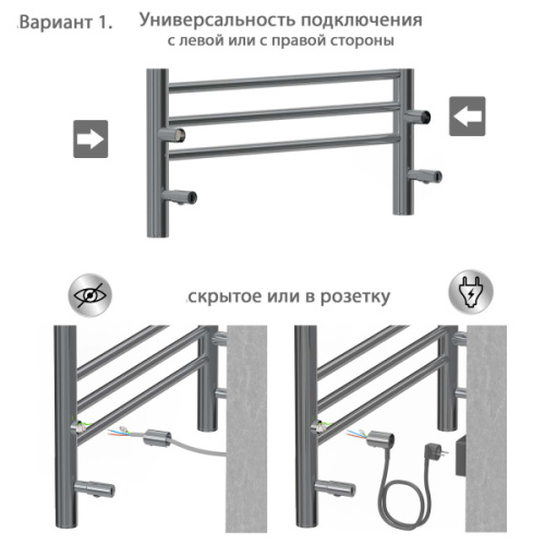 Полотенцесушитель электрический Акватек Альтаир 50x90 см черный муар, настенные - фото 7