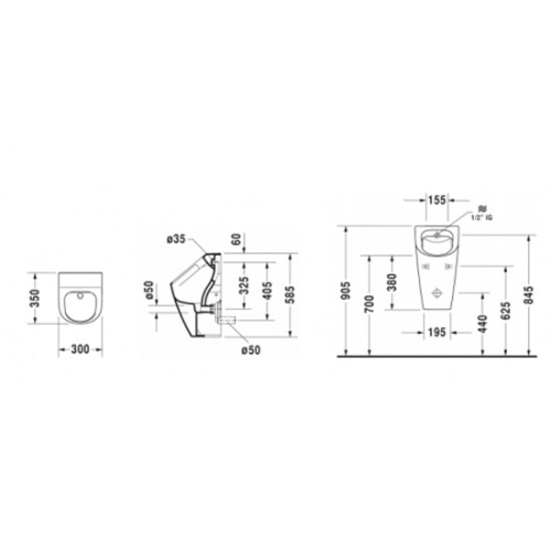Писсуар Duravit ME by Starck Rimless 280930 - фото 3
