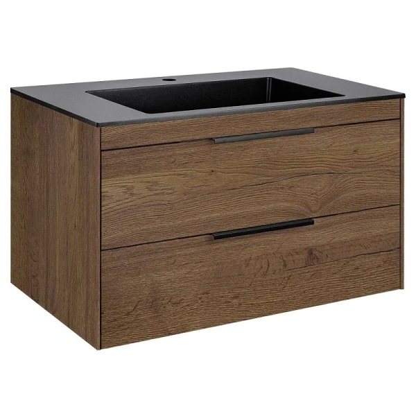 Тумба под раковину подвесная Vincea Chiara 2D 80 см дуб табак, нет в наличии - фото 2