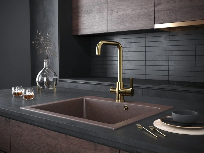 Смеситель для кухни Paulmark Logas золото, для кухни - фото 2