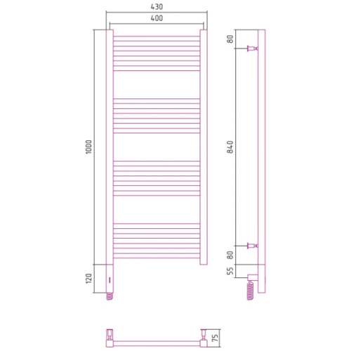 Полотенцесушитель электрический Сунержа Модус 3.0 40x100 см левый другие цветовые решения - фото 3