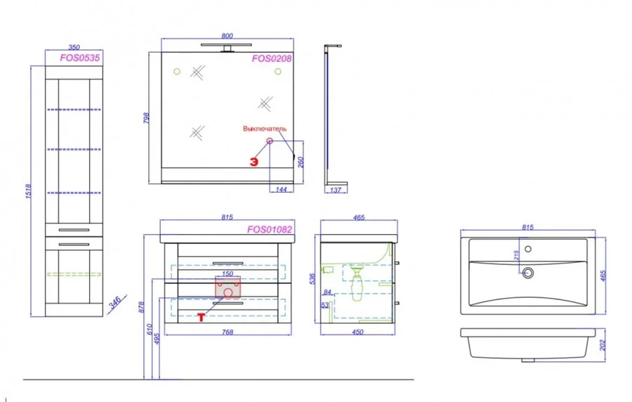 Тумба под раковину подвесная Aqwella Фостер 80 см дуб сонома, подвесная, пристенная - фото 4
