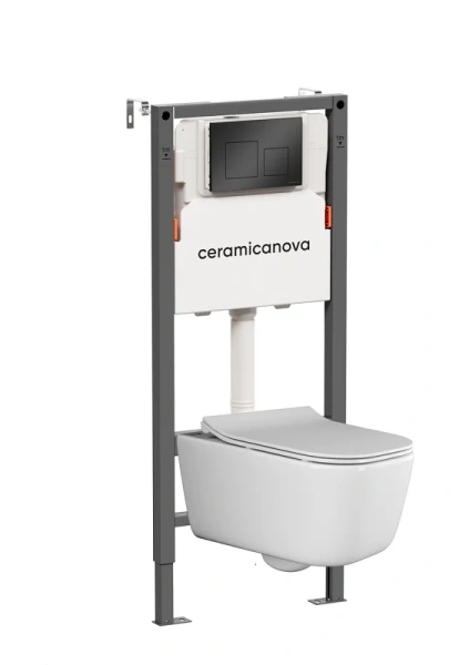 Унитаз с инсталляцией Ceramica Nova New Day кнопка черная матовая - фото 1