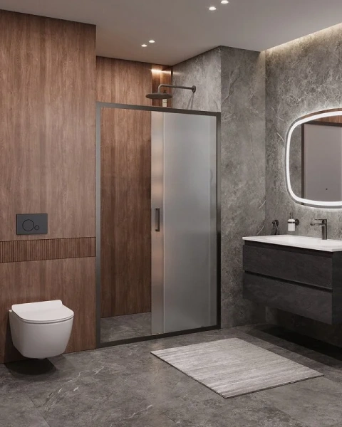 Душевая дверь в нишу Cezares Molveno 120 см стекло рифленое профиль оружейная сталь, другие - фото 4