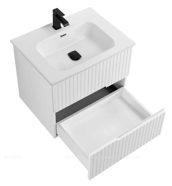 Тумба под раковину подвесная Cezares Duet 70 см Bianco Lucido, моноблок - фото 5