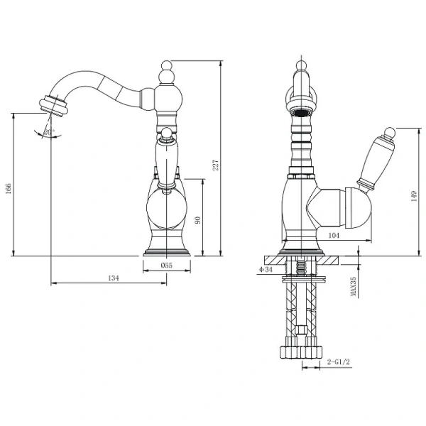 Смеситель Caprigo Adria-Uno 02B-524-vot, для раковины, цвет бронза - фото 2
