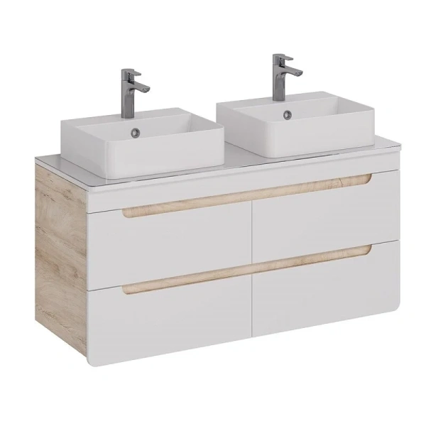Тумба с раковиной подвесная Lemark Olivia LM08OL125T 125 см 4 ящика, окрашенные, под дерево - фото 8