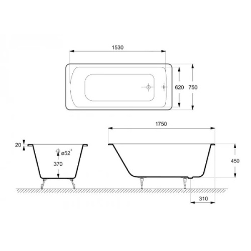 Ванна чугунная Delice Prestige DLR230611R 175x75 приставная - фото 3