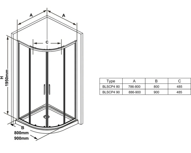Душевой уголок Ravak Blix Slim BLSCP4 80x80 см профиль черный, стекло прозрачное, современные, hi-tech - фото 3