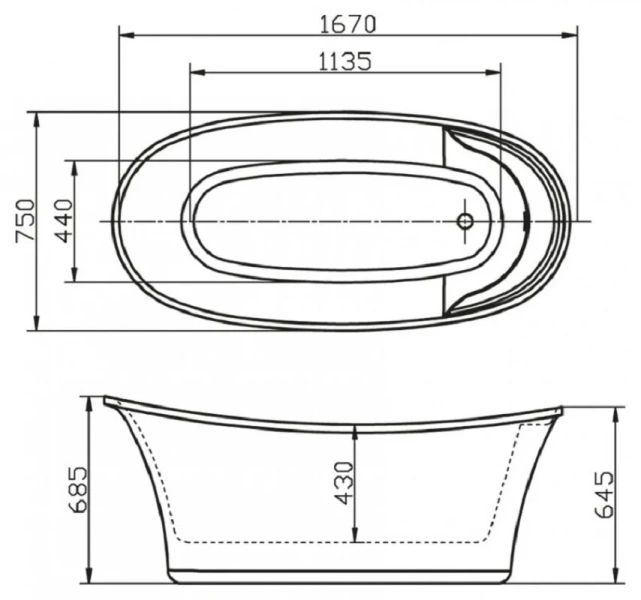 Ванна акриловая BelBagno 167х75 см белая, современныe, hi-tech - фото 3