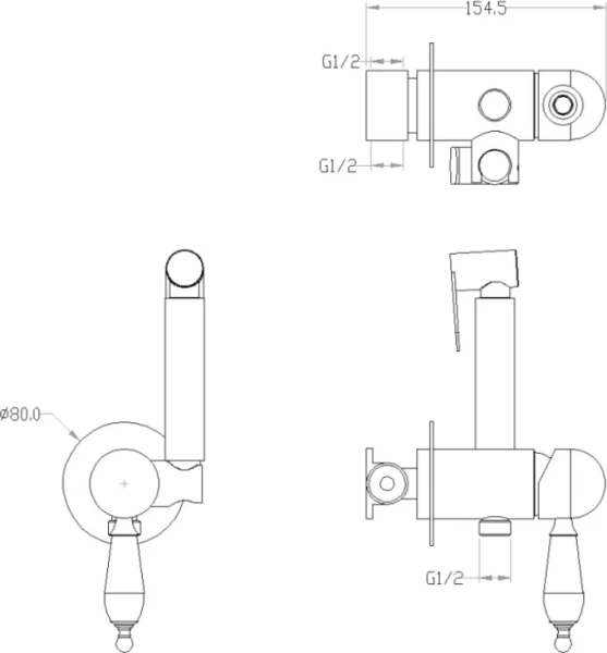 Гигиенический душ со смесителем Boheme Brillante хром ручка Swarovski - фото 4
