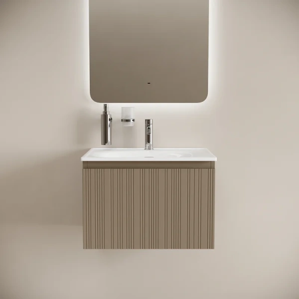 Тумба под раковину подвесная Sancos Code 60 см серо-бежевый - фото 3