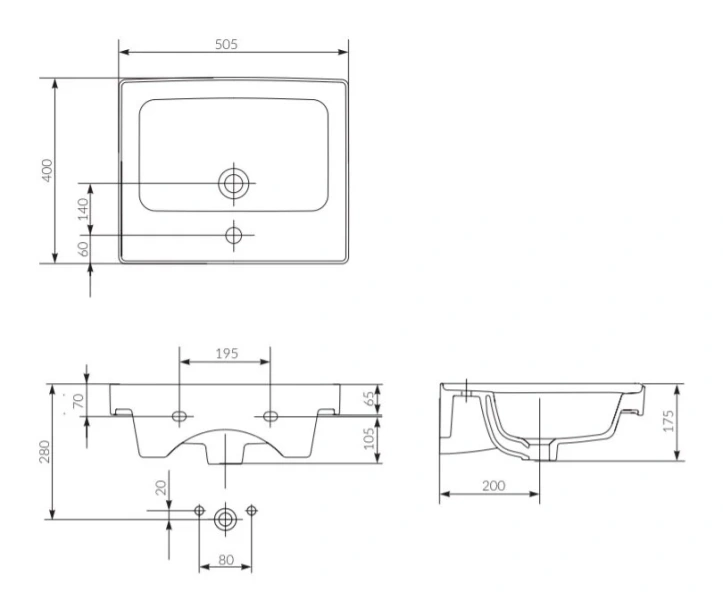 Раковина Cersanit Crea 50 см подвесная - фото 2
