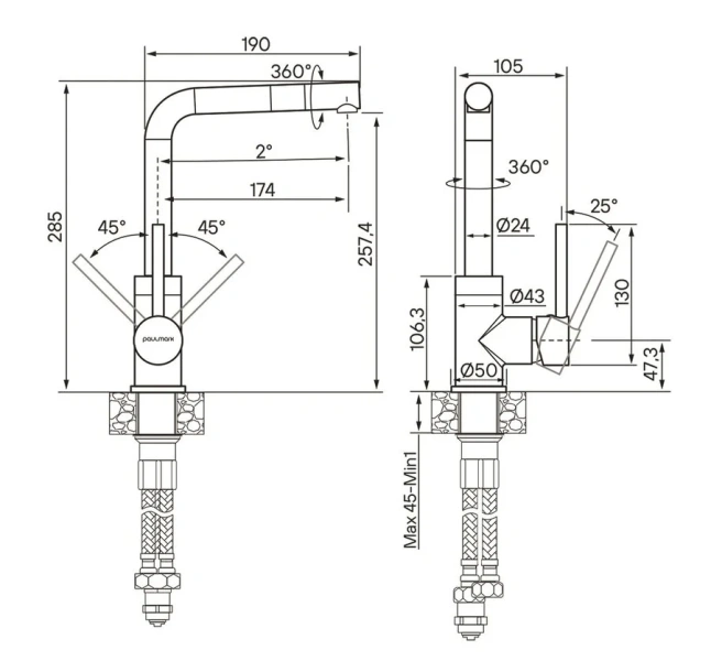 Смеситель для кухни Paulmark Honner Ho212018 с поворотным аэратором - фото 2