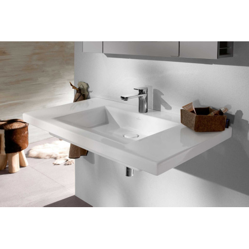 Раковина Villeroy & Boch Metric Art 100 см ярко-белая с покрытием CeramicPlus, подвесные, на полупьедестал, пристенные - фото 3