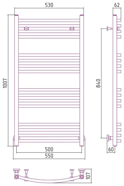 Полотенцесушитель водяной Сунержа Аркус 50х100 см без покрытия, современные, hi-tech - фото 2