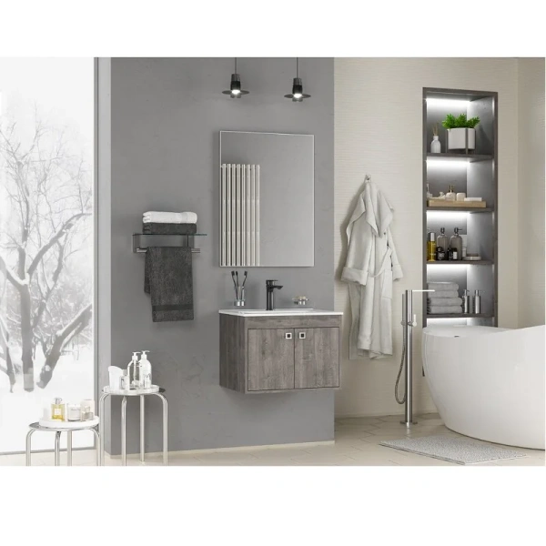 Тумба под раковину подвесная Misty Пайн 60 см дуб уайт-ривер - фото 3