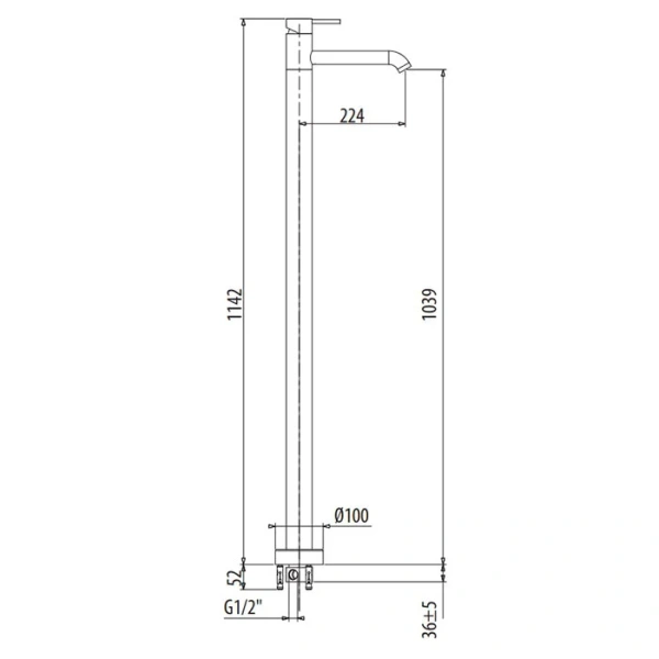 Смеситель для ванны Gattoni Circle Two 9109/90 напольный - фото 2