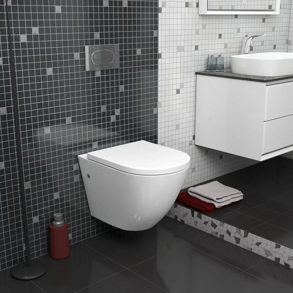 Унитаз подвесной Grossman GR-4411 с тонкой крышкой, недорогие, безободковые, сиденье с микролифтом , с антивсплеском - фото 6