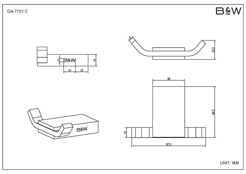 Набор аксессуаров для ванной Black&White Gravity хром, хром, комбинированные index_1 - фото 9