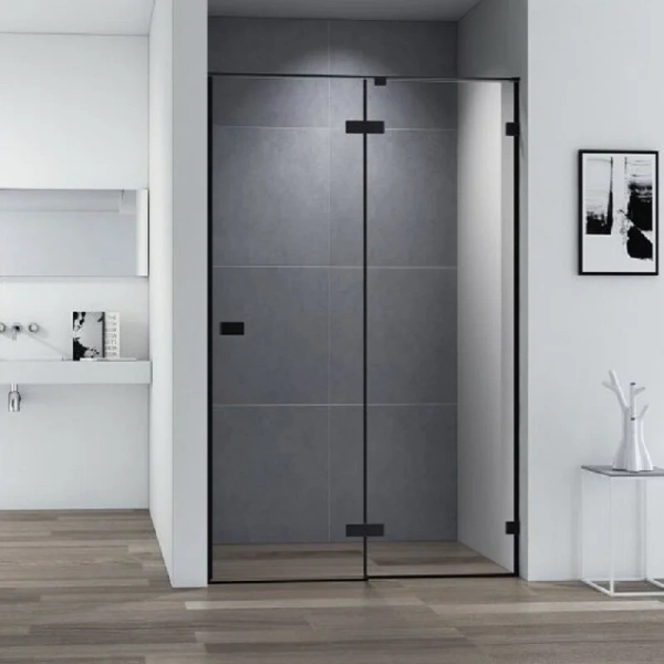 Душевая дверь в нишу Cezares Bellagio 120 см стекло прозрачное профиль черный - фото 1