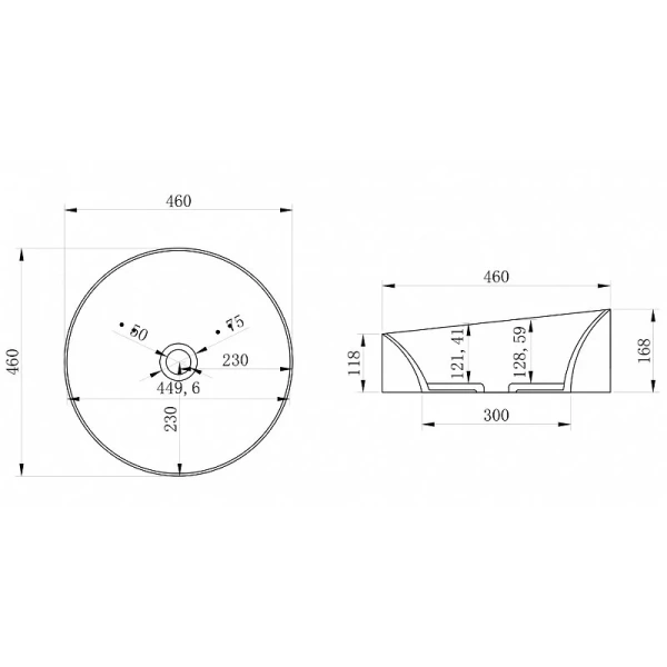 Раковина Abber Stein 46 см белая матовая - фото 2