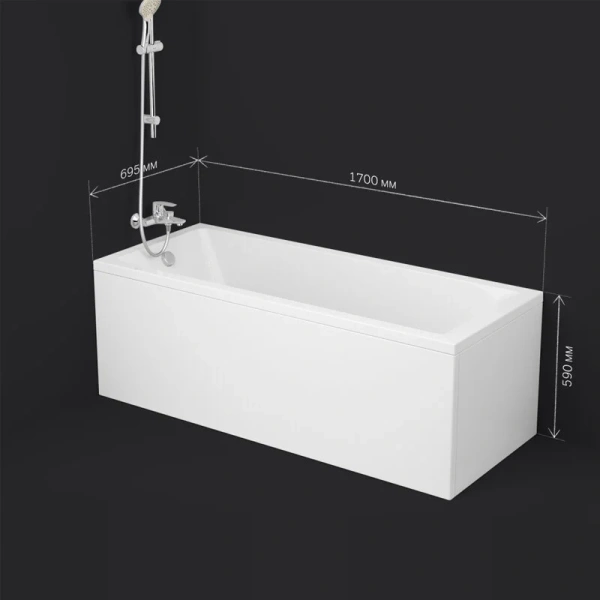 Ванна акриловая Am.Pm Gem 170x70 белая, современныe, hi-tech - фото 3