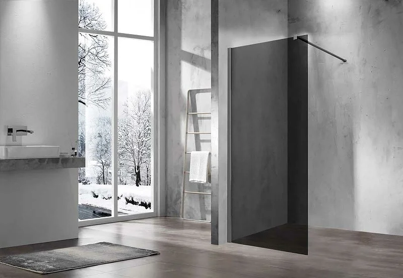 Душевая перегородка Vincea Walk In 90 см профиль вороненая сталь, стекло тонированное, 90 см - фото 4