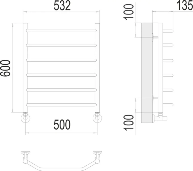 Полотенцесушитель водяной Terminus Виктория П6 500х600 нержавеющая сталь, современные, hi-tech - фото 2
