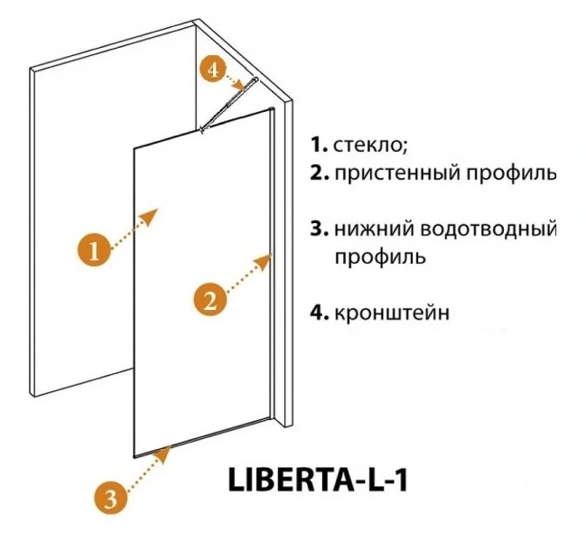 Душевая перегородка Cezares Liberta 100 см стекло прозрачное, профиль черный - фото 4