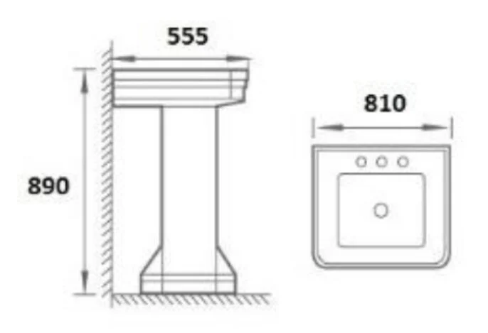 Раковина Boheme Vogue 81 см с одним отверстием под смеситель - фото 2