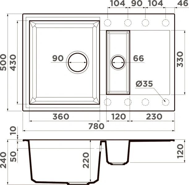 Мойка для кухни Omoikiri Sakaime 78-2-GR 78 см leningrad grey, врезные - фото 2