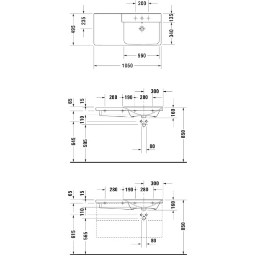 Раковина встраиваемая Duravit P3 Comforts 233410 - фото 3