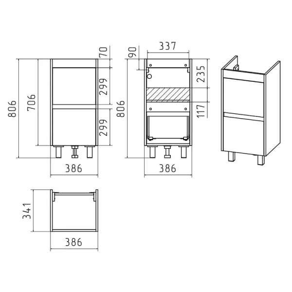 Тумба под раковину напольная Misty Алиса 40 см белая, в наличии - фото 2