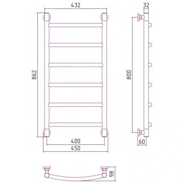 Полотенцесушитель водяной Сунержа Галант+ 40х80 см темный титан муар - фото 2