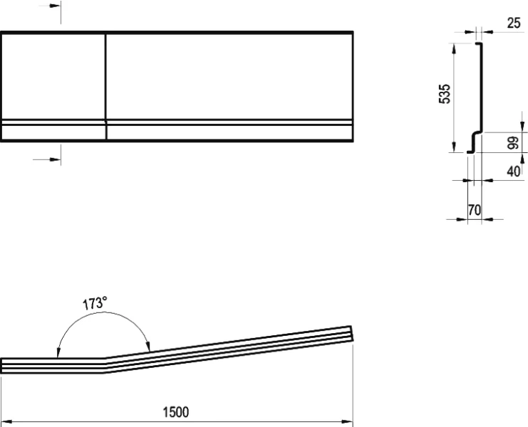 Передняя панель для ванны, правый вариант, Ravak BeHappy II 150, в наличии index_2 - фото 6