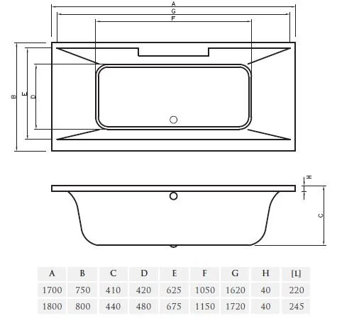 Ванна акриловая Vayer Casoli 180 х 80 см - фото 3