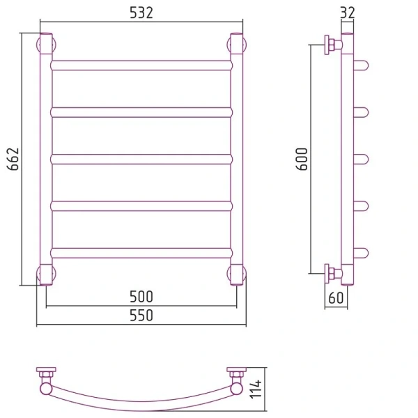 Полотенцесушитель водяной Сунержа Галант+ 50х60 см шампань - фото 2