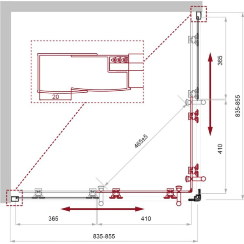Душевой уголок BelBagno Uno 85х85 см стекло рифленое - фото 4