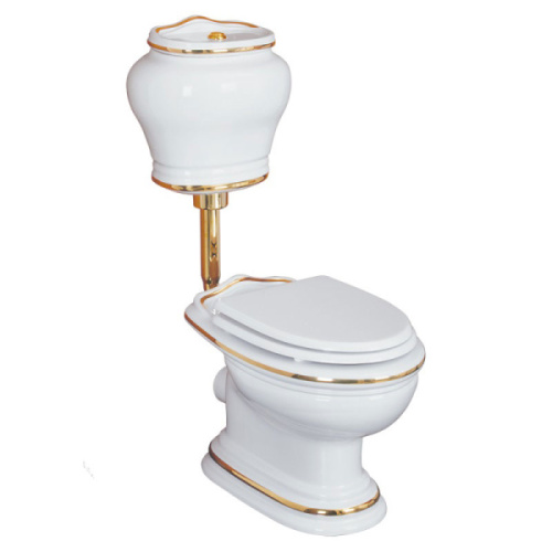 Унитаз напольный с высоким бачком Migliore Milady 2087 декор золото - фото 1